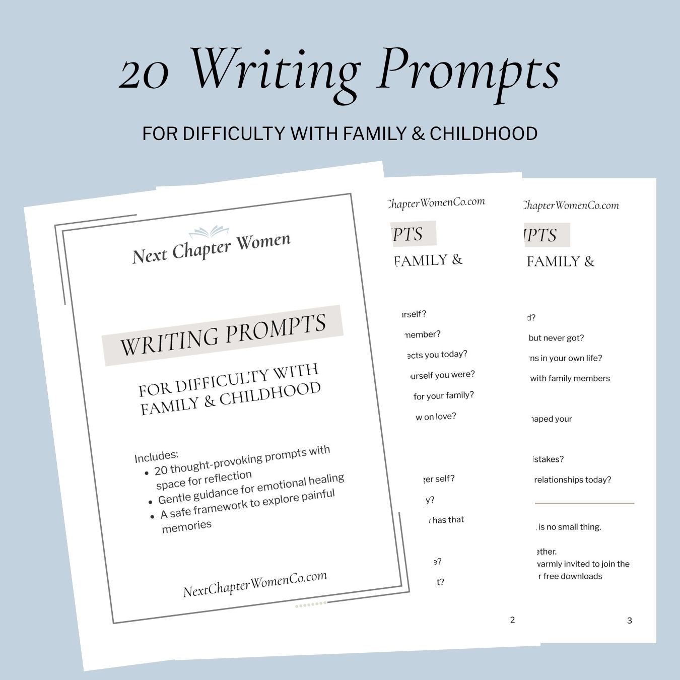 20 Writing Prompts for difficulty with family and childhood